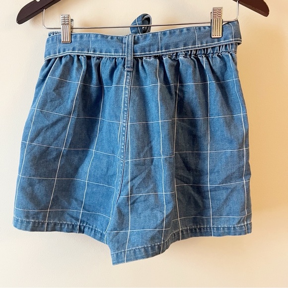 Madewell Shorts Size 26 Denim Paperbag Indigo Windowpane Tie Waist High Rise - Picture 4 of 9
